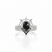 I Got You- 3pc Black Pear Cut Diamond Option Spider Web Promise Ring-Black Diamonds New York