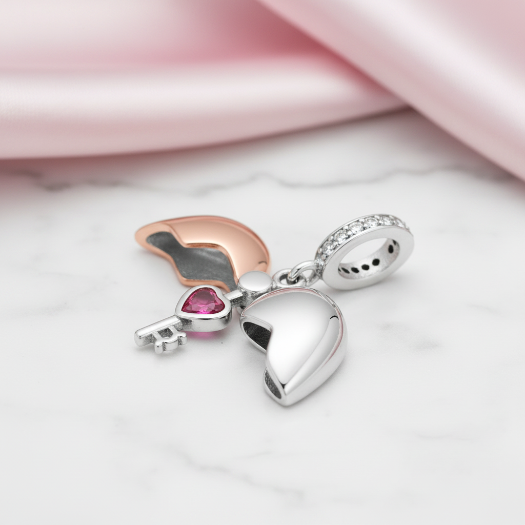 I Heart You Charm Beads-Black Diamonds New York