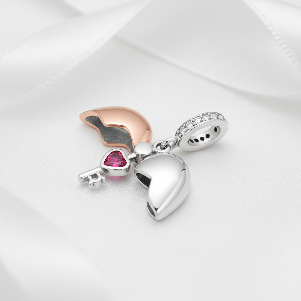 I Heart You Charm Beads-Black Diamonds New York