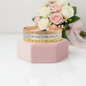 I Love You To The Moon And Back Stainless Steel Bangle-Black Diamonds New York