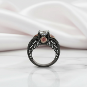 I Want You Promise Ring- 1.5 ct Round Cut Diamond and Black Roses Gothic Ring-Black Diamonds New York
