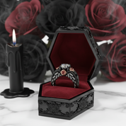I Want You Promise Ring- 1.5 ct Round Cut Diamond Option and Black Roses Gothic Ring-Black Diamonds New York