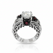 I Want You Promise Ring- 1.5 ct Round Cut Diamond Option and Black Roses Gothic Ring-Black Diamonds New York
