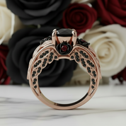 I Want You Promise Ring- 1.5 ct Round Cut Diamond Option and Black Roses Gothic Ring-Black Diamonds New York