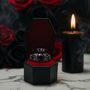 I Do Wedding Rings - 1.5 Ct Round Cut Diamond Skull Wedding Rings in 14K White Gold and Black Enamel-Black Diamonds New York