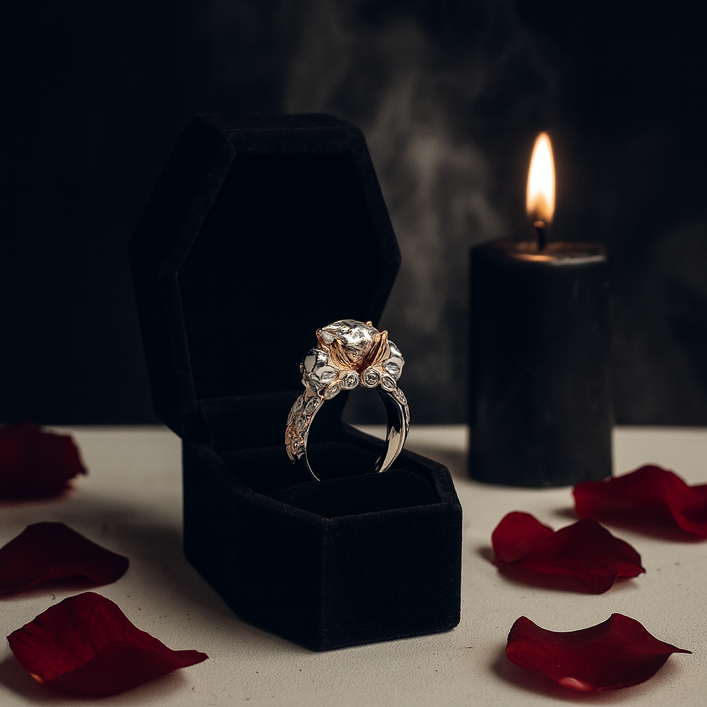 I love You Three Times More- 3PC 1 Carat Diamond Option Skull Ring Set-Black Diamonds New York