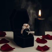 I love You Three Times More- 3PC 1 Carat Diamond Skull Ring Set-Black Diamonds New York