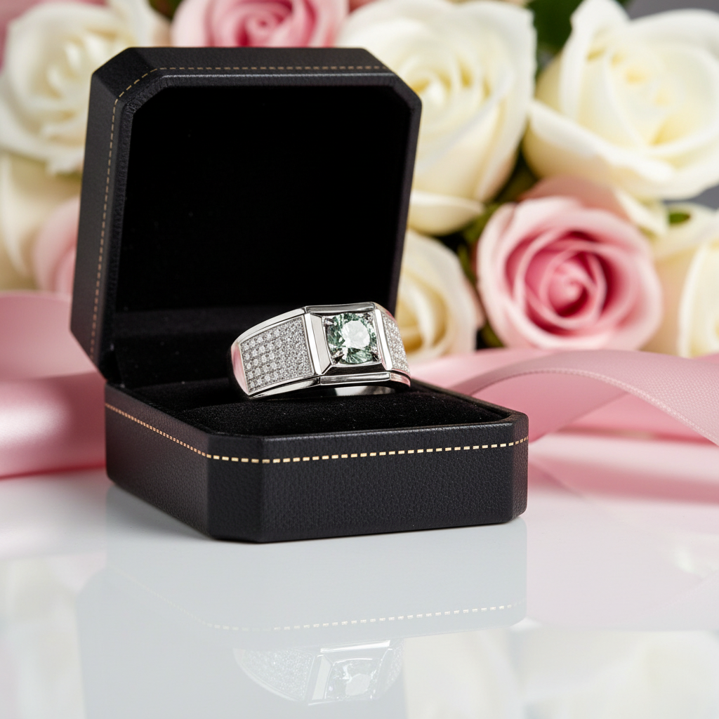 Iced Out 1ct Green Diamond Men's Ring-Black Diamonds New York