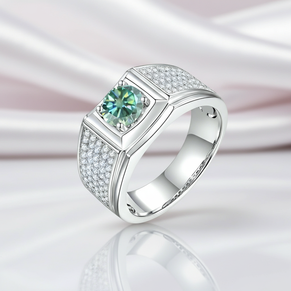 Iced Out 1ct Green Diamond Men's Ring-Black Diamonds New York