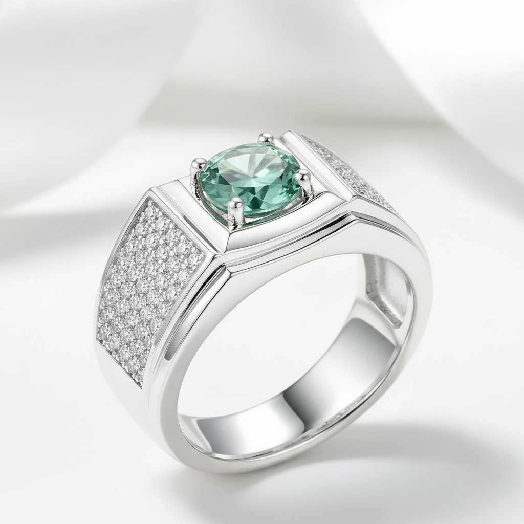 Iced Out 1ct Green Diamond Men's Ring-Black Diamonds New York