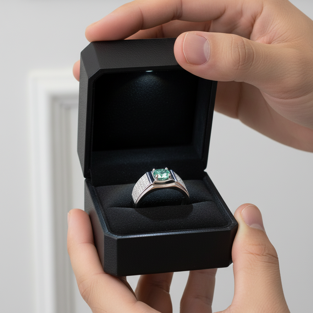 Iced Out 1ct Green Diamond Option Men's Ring-Black Diamonds New York