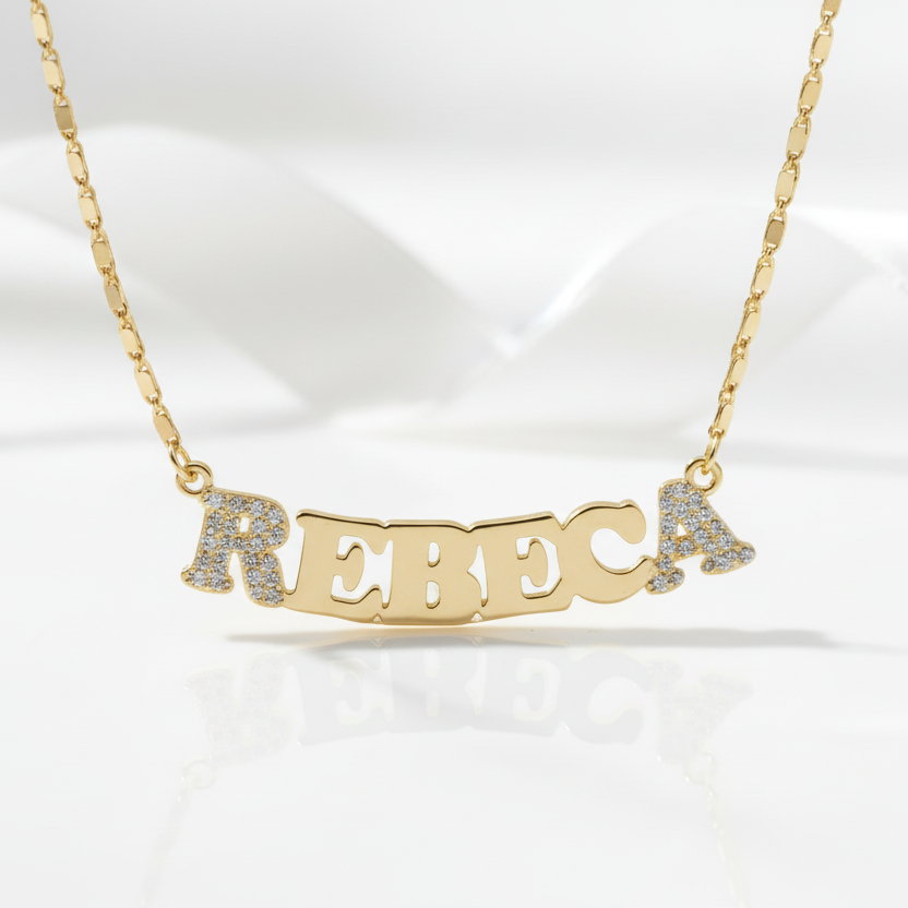 Iced Out Bling Custom Name Necklace-Black Diamonds New York