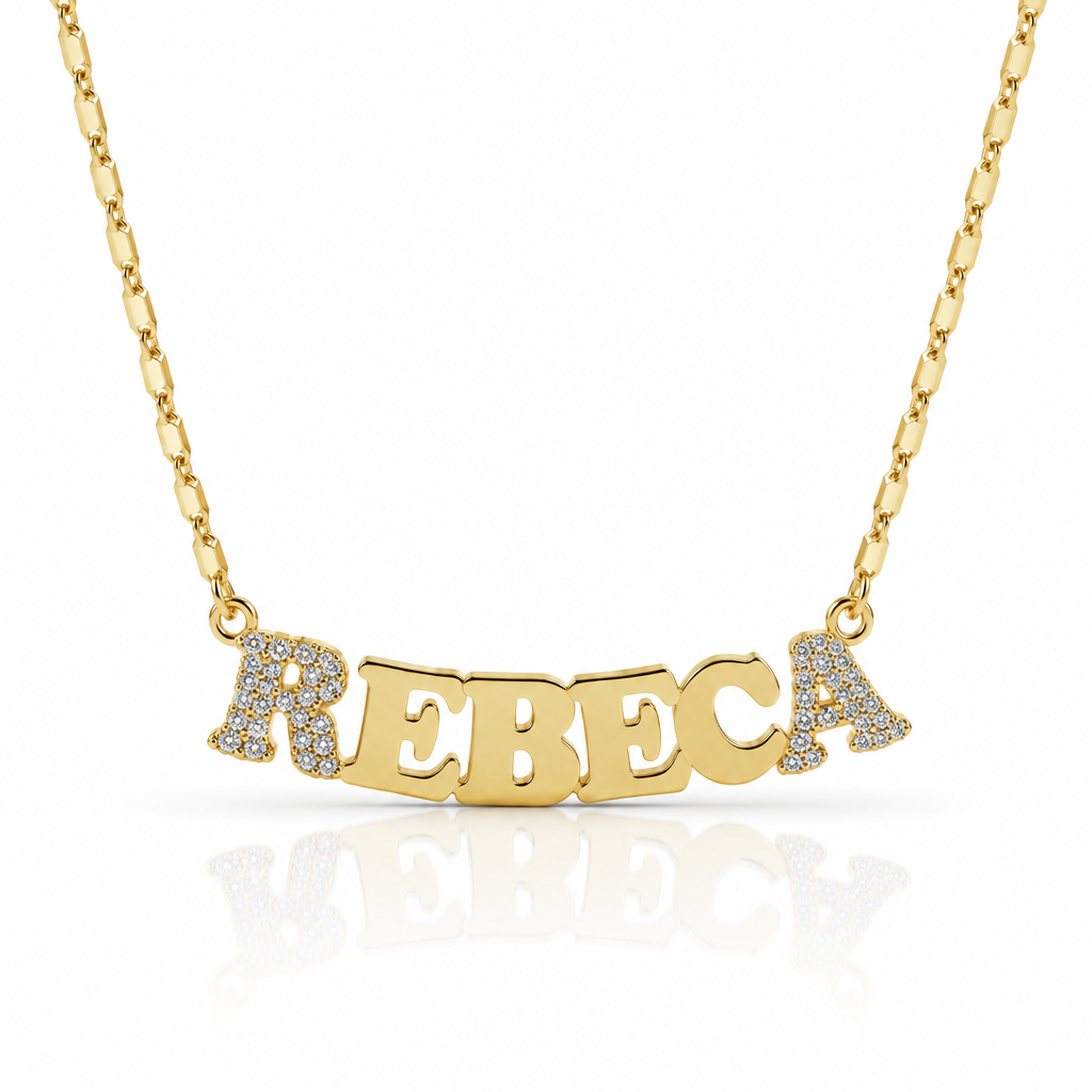 Iced Out Bling Custom Name Necklace-Black Diamonds New York