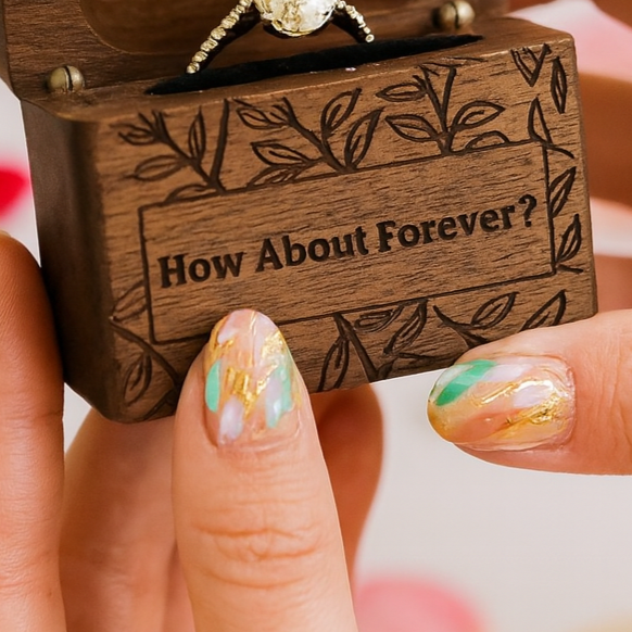 How About Forever Wooden Proposal Ring Box-Black Diamonds New York
