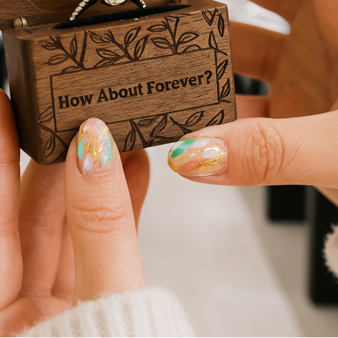 How About Forever Wooden Proposal Ring Box-Black Diamonds New York