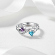 Infinity Ring Custom Heart Birthstone & Name Ring-Black Diamonds New York