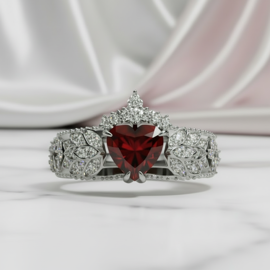 Infinity x Infinity Ring- Red Heart and Cross Diamond Option Gothic Ring-Black Diamonds New York