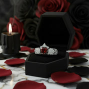 Infinity x Infinity Ring- Red Heart and Cross Diamond Gothic Ring-Black Diamonds New York