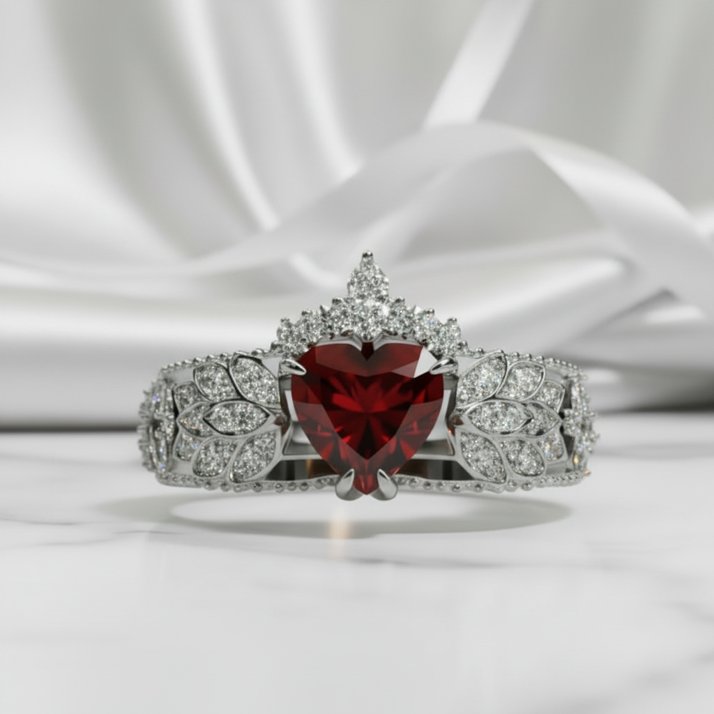 Infinity x Infinity Ring- Red Heart and Cross Diamond Option Gothic Ring-Black Diamonds New York