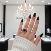 Infinity x Infinity Ring- Red Heart and Cross Diamond Gothic Ring-Black Diamonds New York