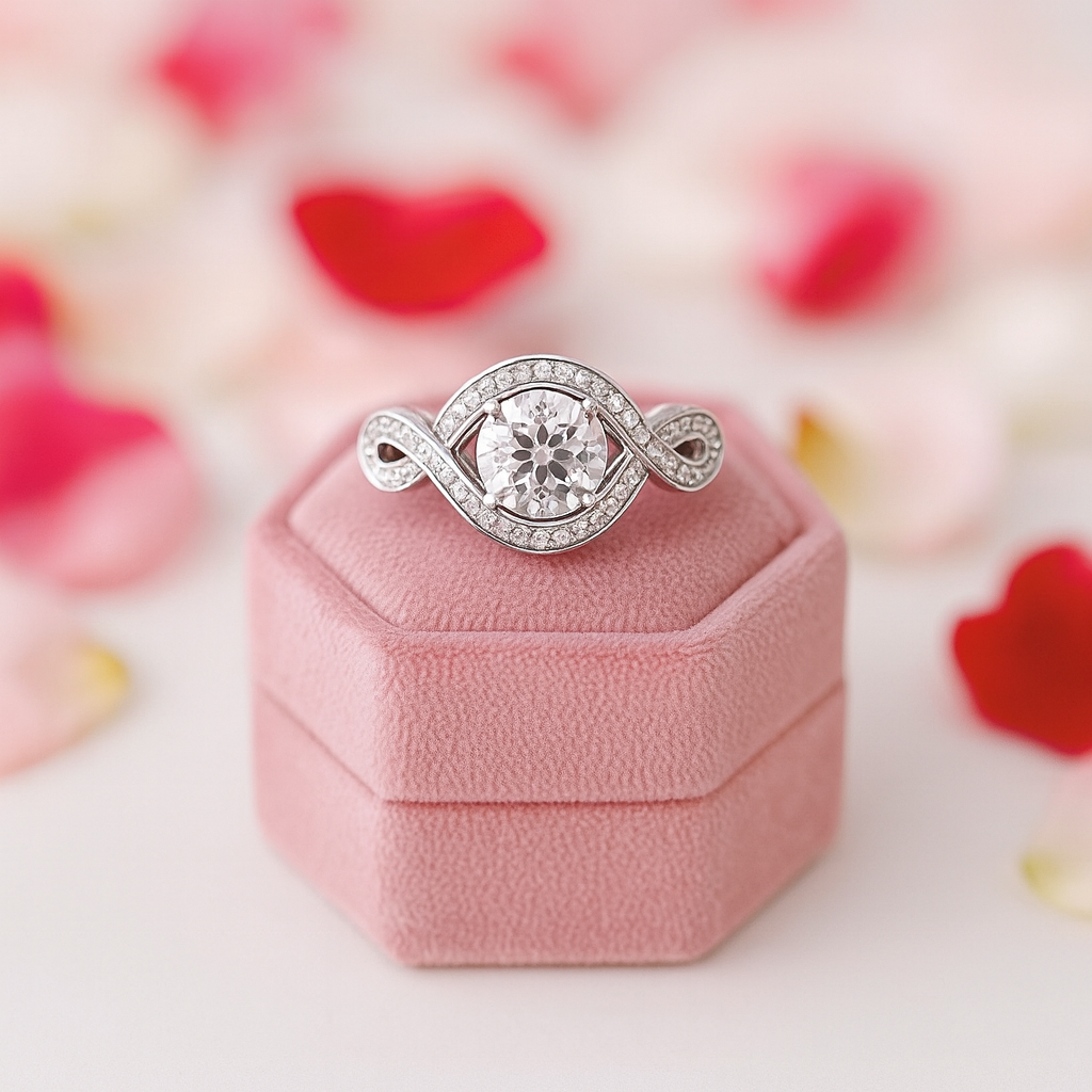 1.0ct Round Cut Diamond Infinity Engagement Ring-Black Diamonds New York