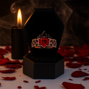 Infinity x Infinity Ring- Red Heart and Cross Diamond Gothic Ring-Black Diamonds New York