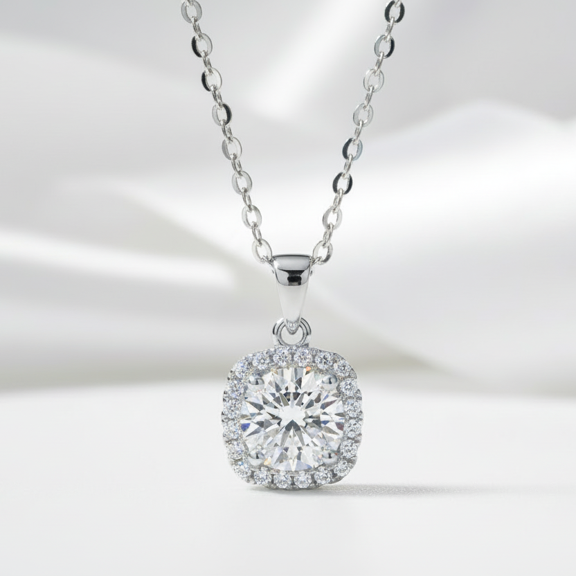 Inlaid 5.0 Ct Diamond Square Pendant Necklace-Black Diamonds New York