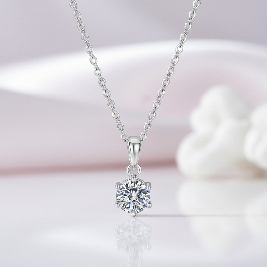 Inlaid Classic Six Claw Diamond Option Necklace-Black Diamonds New York