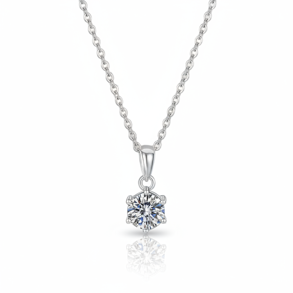 Inlaid Classic Six Claw Diamond Option Necklace-Black Diamonds New York
