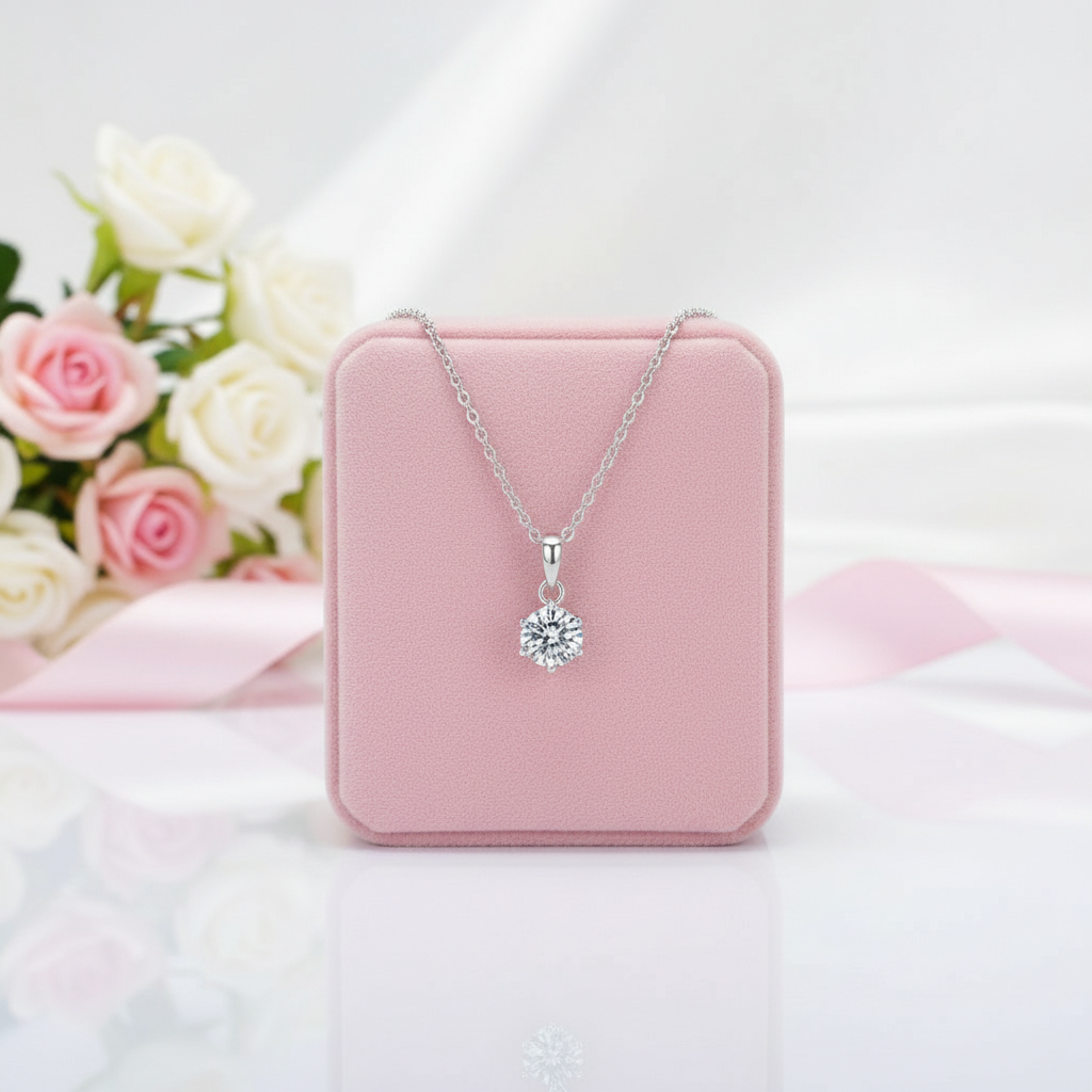 Inlaid Classic Six Claw Diamond Option Necklace-Black Diamonds New York