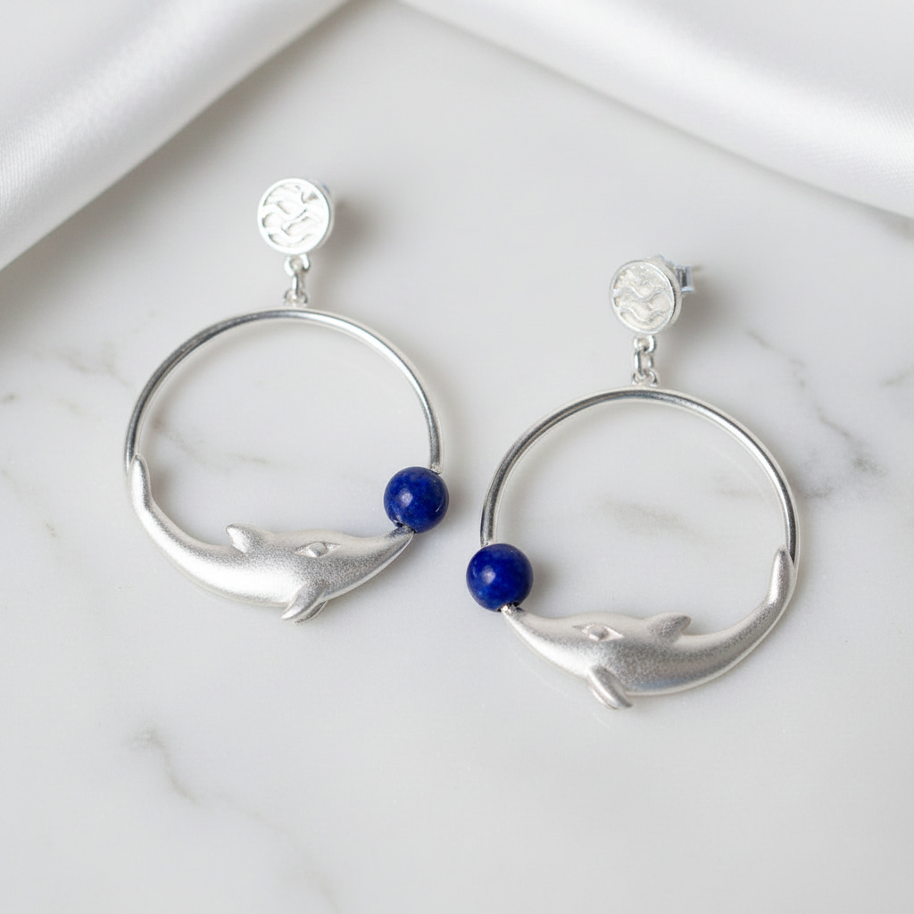 Joyful Dolphin Park Dangle Earrings-Black Diamonds New York