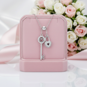 Key of Heart Lock Chain Necklace-Black Diamonds New York