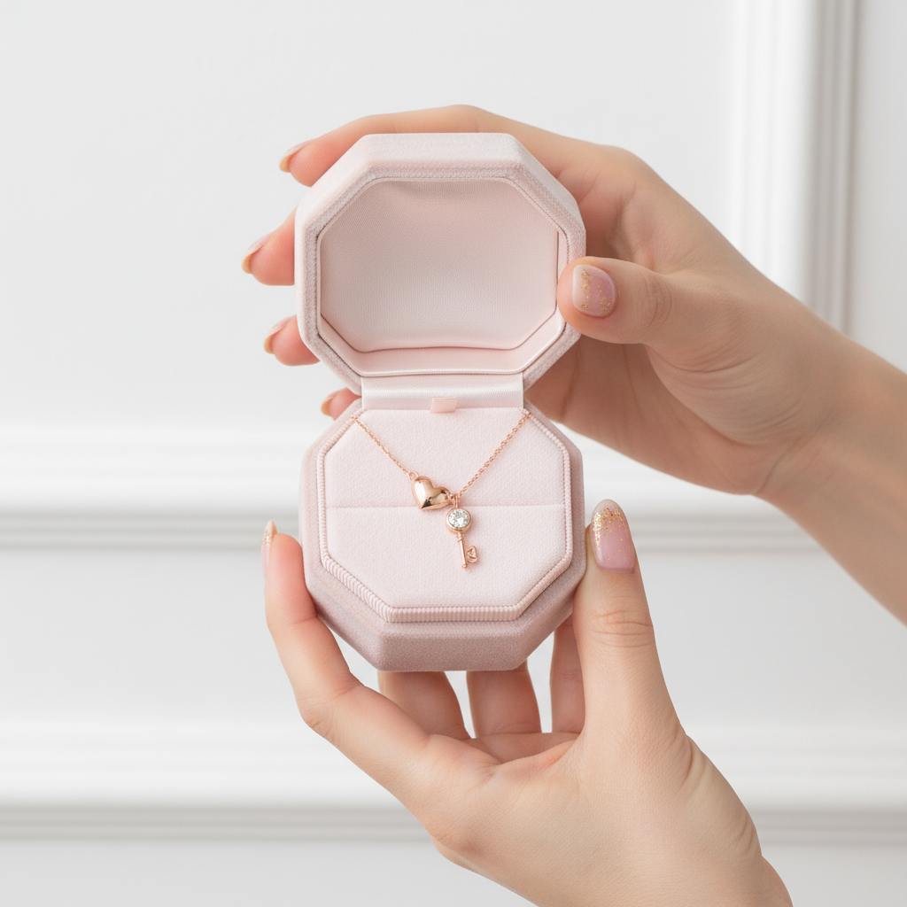 Key of Heart Rose Gold Necklace with Diamond-Black Diamonds New York