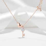 Key of Heart Rose Gold Necklace with Diamond-Black Diamonds New York