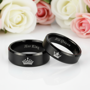 King & Queen Tungsten Wedding Band-Black Diamonds New York