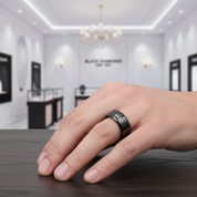 King & Queen Tungsten Wedding Band-Black Diamonds New York
