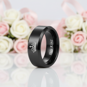 King & Queen Tungsten Wedding Band-Black Diamonds New York