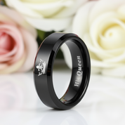 King & Queen Tungsten Wedding Band-Black Diamonds New York