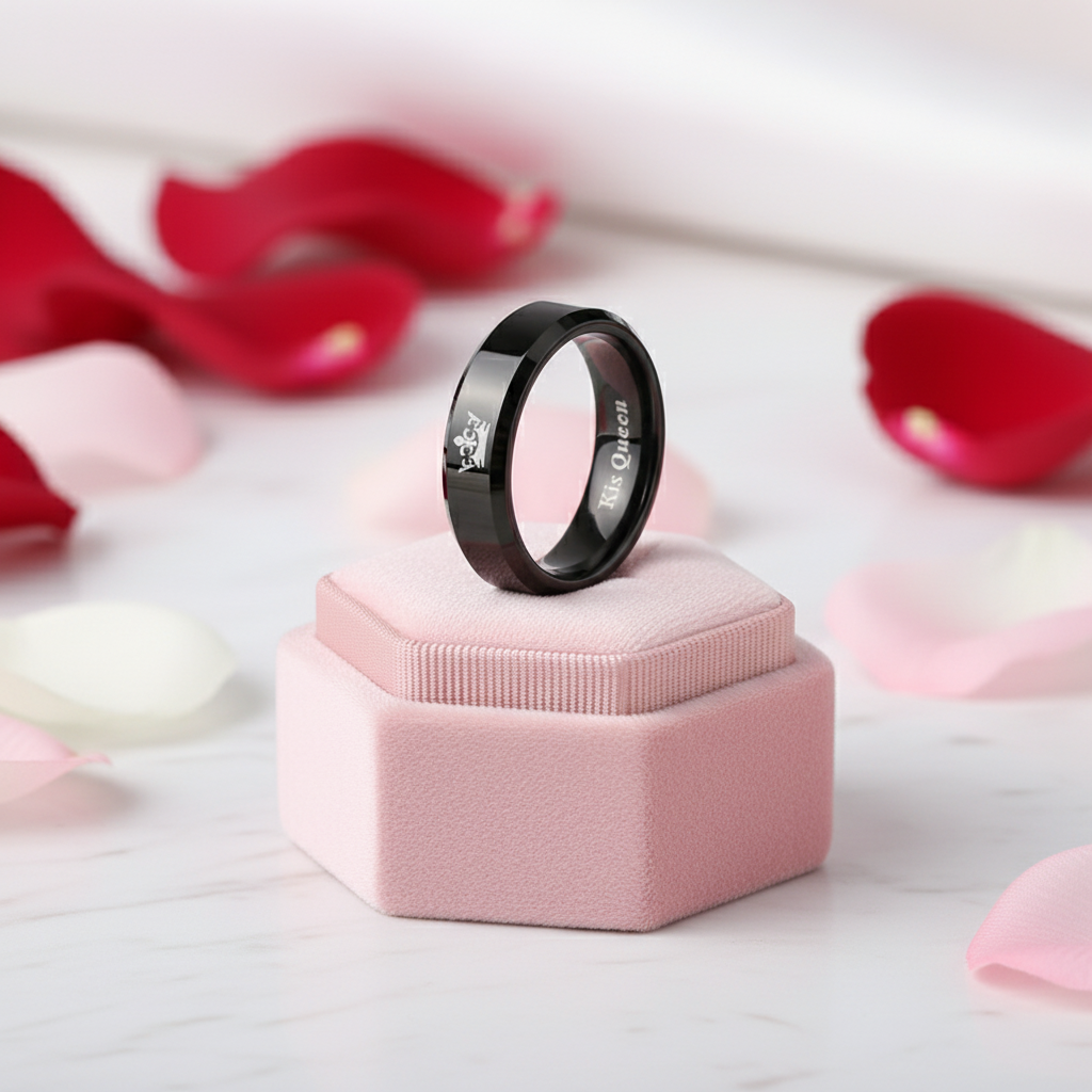 King & Queen Tungsten Wedding Band-Black Diamonds New York