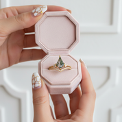 Kite Shaped Natural Moss Agate Promise Ring Set-Black Diamonds New York