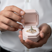 Kite Shaped Natural Moss Agate Promise Ring Set-Black Diamonds New York