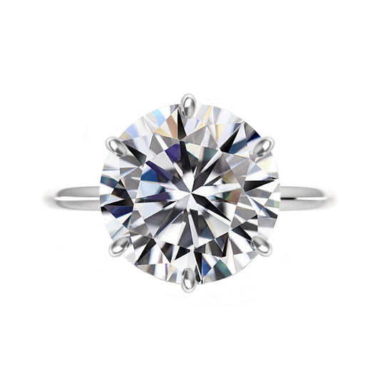 10ct Certified Moissanite Solitaire Six Prong Engagement Ring