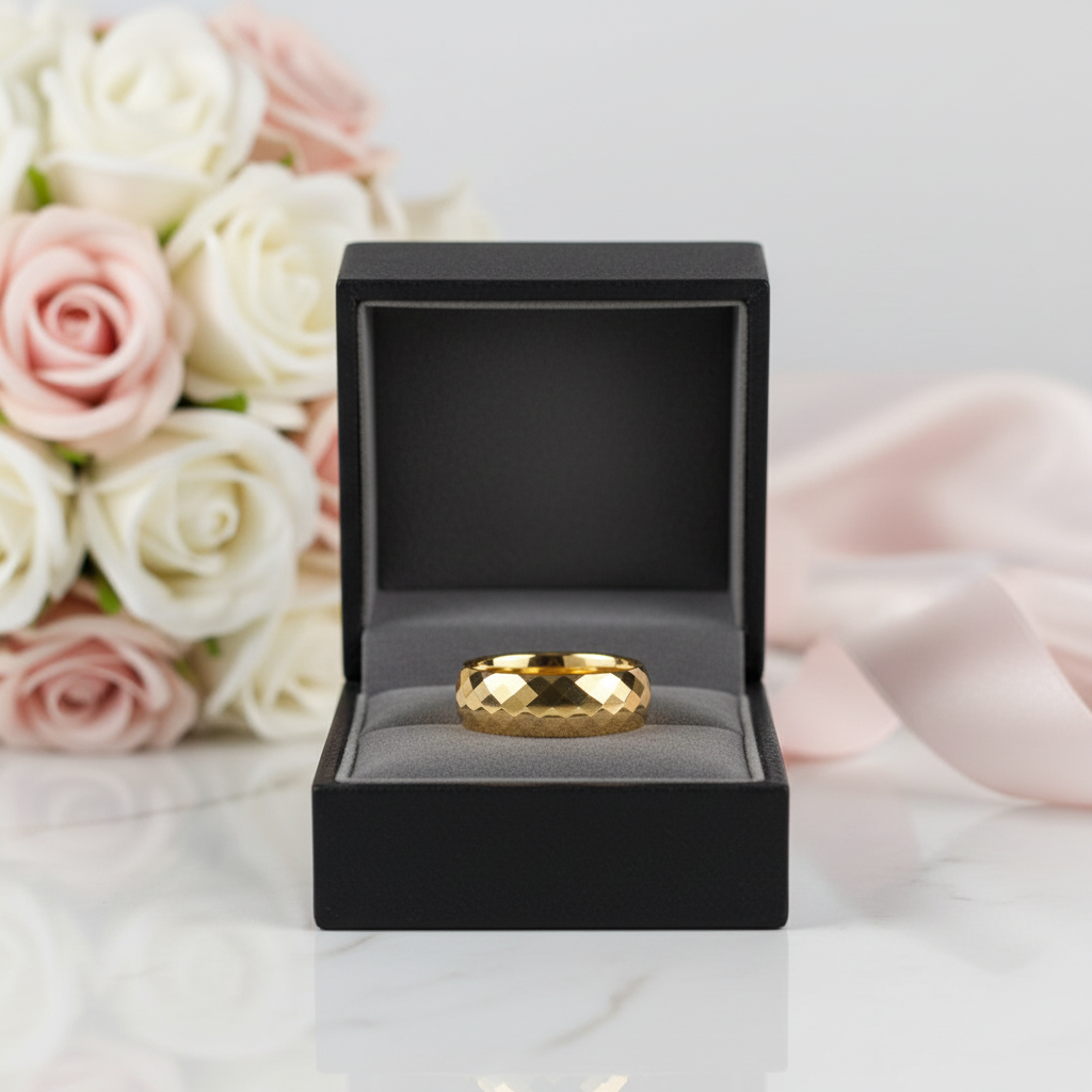 Korean Option Hip-Hop Golden Tungsten Carbide-Black Diamonds New York