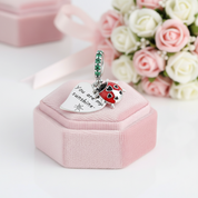 Lady Bug & Heart Red Charms Beads-Black Diamonds New York