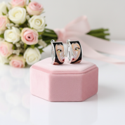 Lady's Face Enamel Earrings-Black Diamonds New York