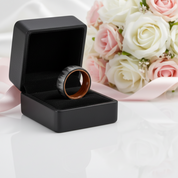 Laser Forest Pattern 8mm Tungsten Steel With Solid Inner Wood Band-Black Diamonds New York