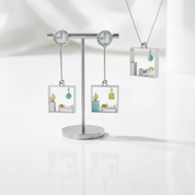 Lazy Cat at Home Necklace and Dangle Earrings-Black Diamonds New York