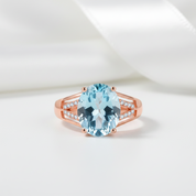 Light Blue Topaz Stone Ring-Black Diamonds New York