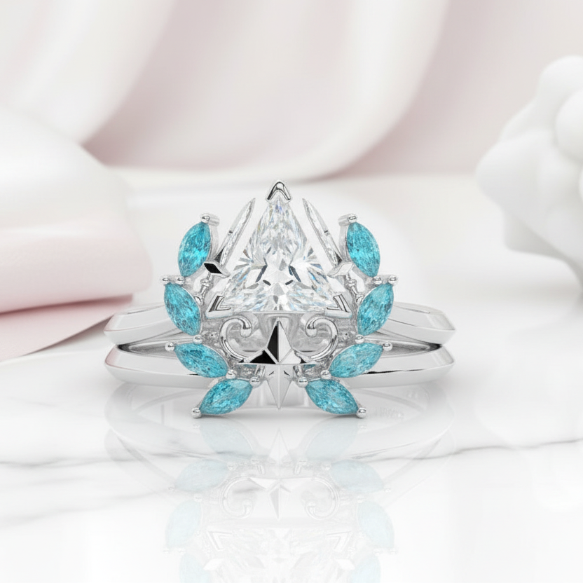 Light Mage Ring Set- 14k Rose Gold Video Game Inspired Rings-Black Diamonds New York