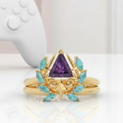 Light Mage Ring Set- 14k Rose Gold Video Game Inspired Rings-Black Diamonds New York